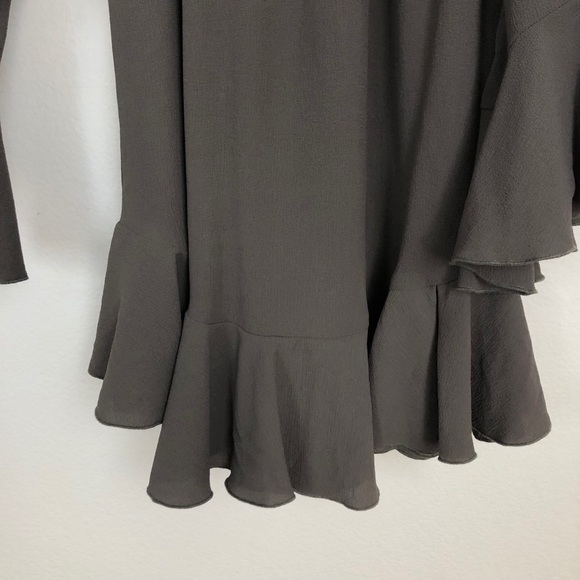 Nookie Mykonos Off the Shoulder Frill Mini Dress Khaki Olive Green Size XS - Picture 5 of 10